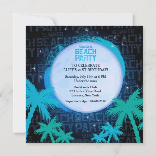 Starry Beach Party Invitation