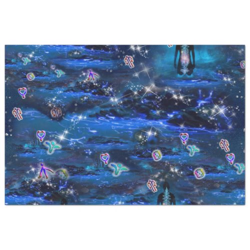 Starry Bioluminescence Waterfalls Tissue Paper