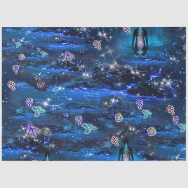Starry Bioluminescence Waterfalls Tissue Paper (Front)