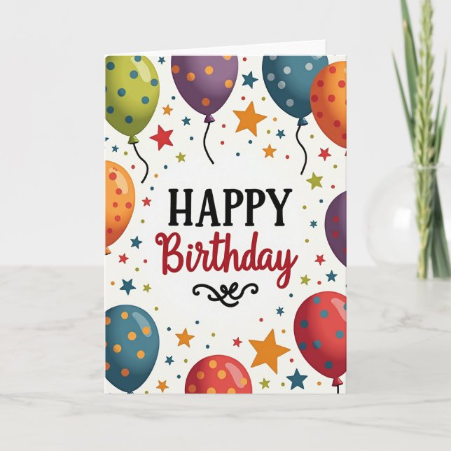 Starry Birthday Confetti Card (Front)
