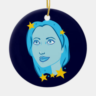 Starry Blue Girl Ceramic Ornament