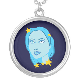 Starry Blue Girl Silver Plated Necklace