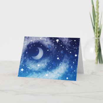 Starry Blue Night Sky Card by saradaboru at Zazzle