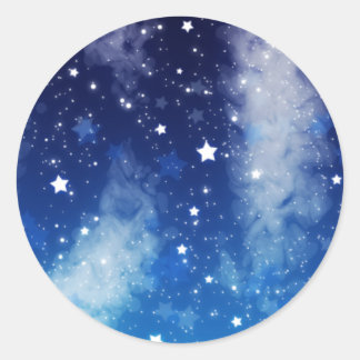 Starry Blue Night Sky Classic Round Sticker