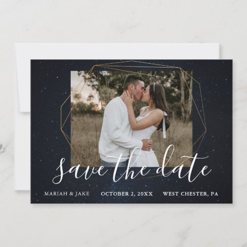 Starry Blue Night Sky Photo Save the Date  Invitation