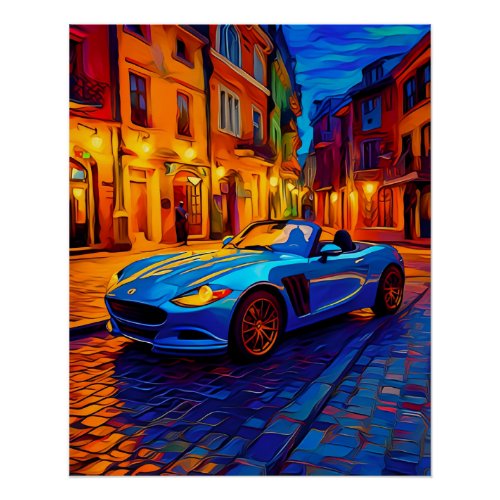 Starry Car Vincent Van Gogh Style Poster