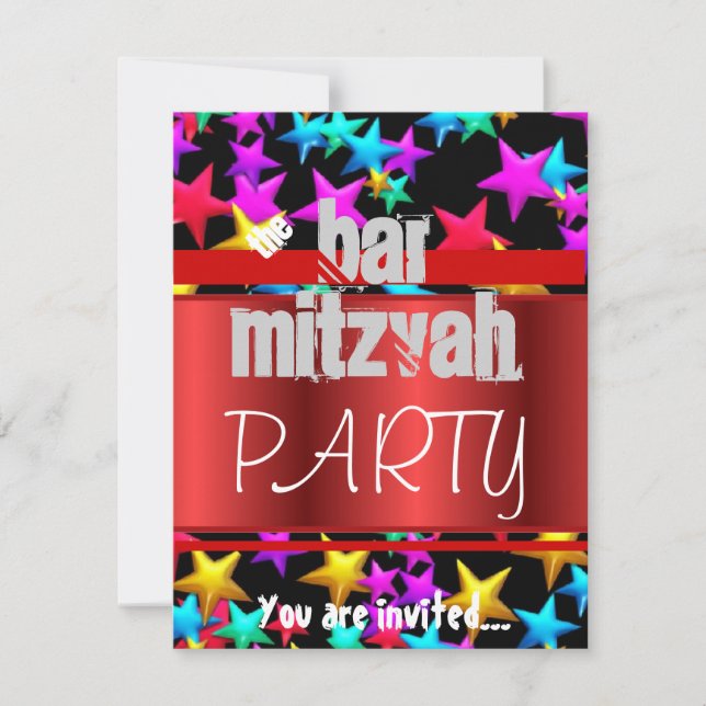 Starry celebration Bat Mitzvah Bar Mitzvah party Invitation (Front)