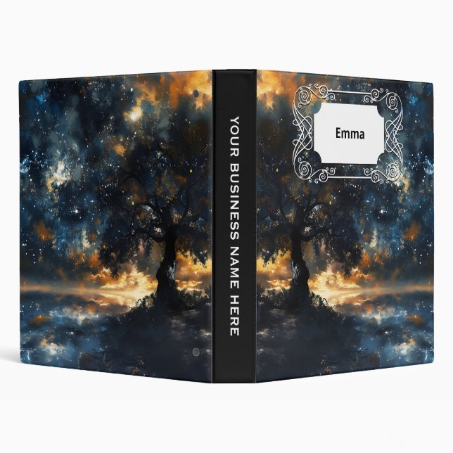 Starry Celestial Tree Dreamscape 3 Ring Binder (Background)