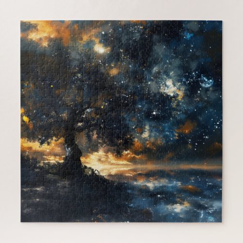 Starry Celestial Tree Dreamscape Jigsaw Puzzle