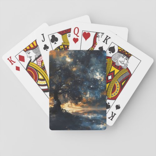 Starry Celestial Tree Dreamscape Playing Cards