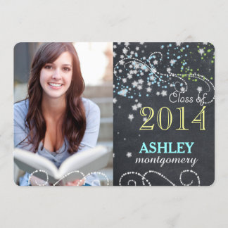 Starry Chalkboard Photo Graduation Announcements