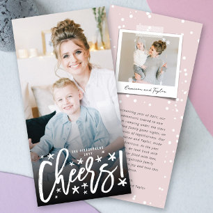Starry Cheers Brush Script Modern New Year Photo Holiday Card