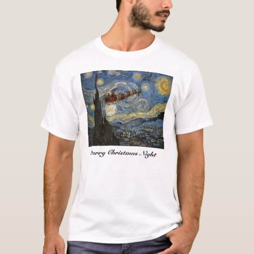 Starry Christmas Night Art T_Shirt