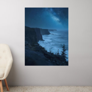 Starry Coastal Night – Serene Milky Way Ocean View Wall Decal