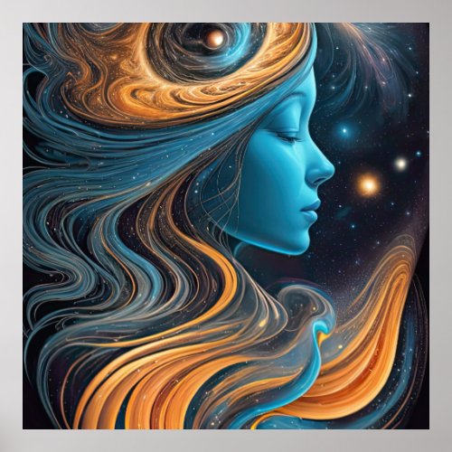 Starry Cosmic Venus Profile  Poster