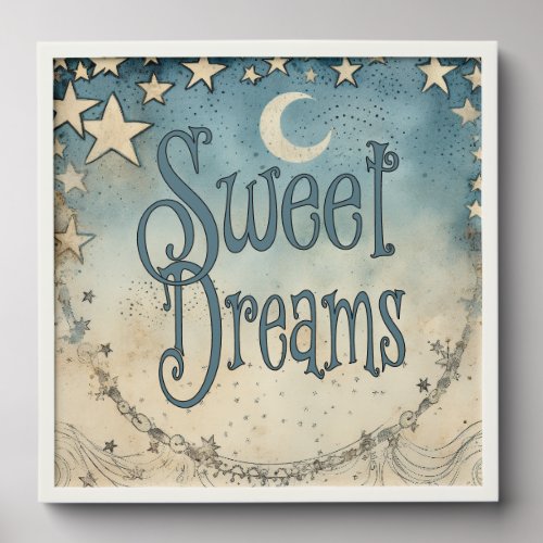 Starry Crescent Moon Sweet Dreams Wall Print Peel And Stick Photo Tile