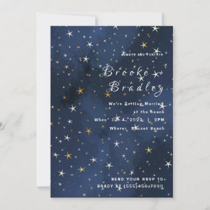 Starry Deep Blue Night Wedding Invitation