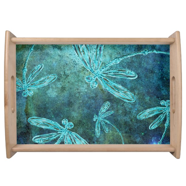 Starry Dragonfly Night Serving Tray (Front)