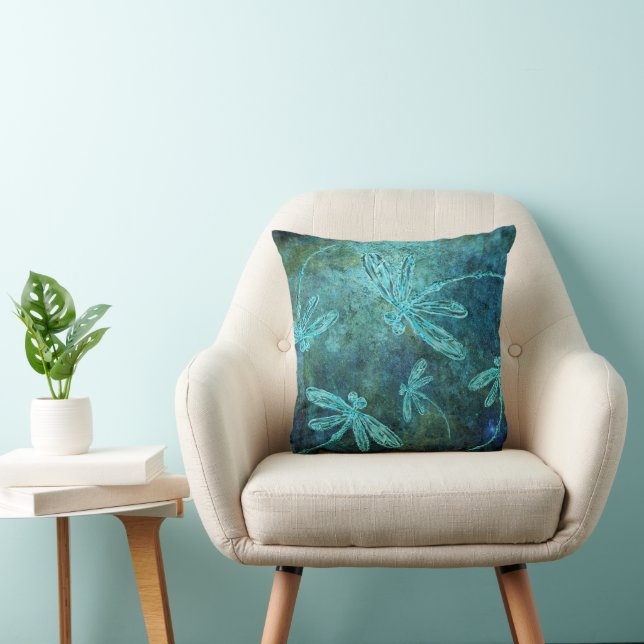 Starry Dragonfly Night Throw Pillow (Chair)
