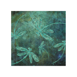 Starry Dragonfly Night Wood Wall Art
