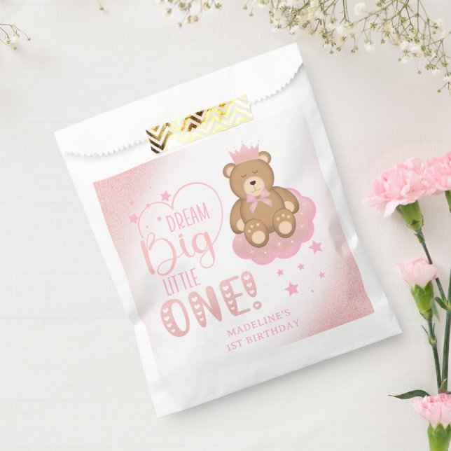 Starry Dream Big Little One Sleepy Bear Birthday Favor Bag (Sealed)