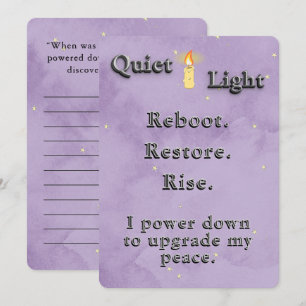 Starry Dusty Lavender and Candlelight Reset Quote  Note Card