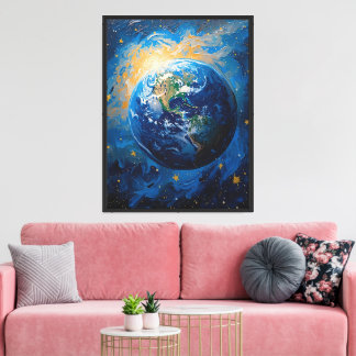 Starry Earth Impressionist Canvas Print