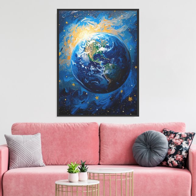 Starry Earth Impressionist Canvas Print (Insitu(LivingRoom))