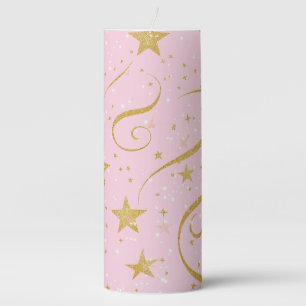 Starry Elegance – Pink & Gold Star Mug Pillar Candle