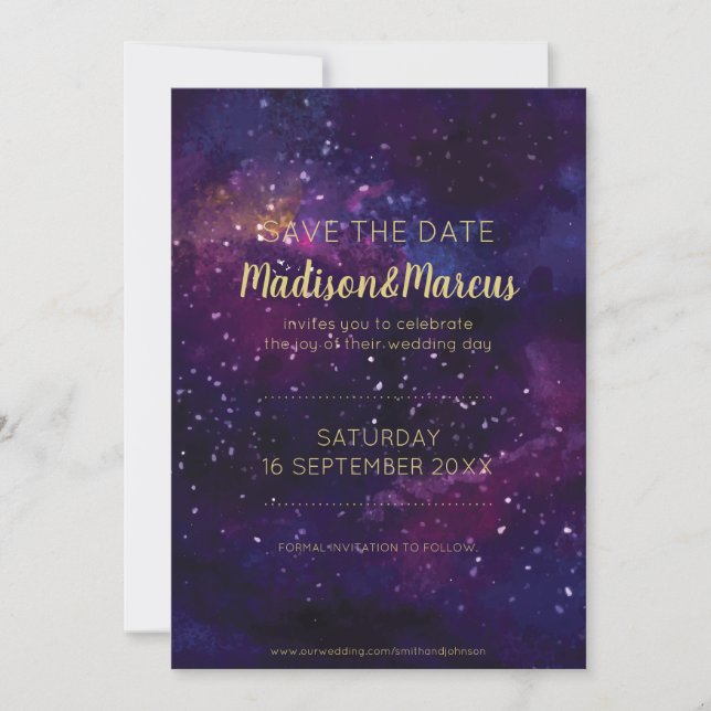 Starry Evening Sky Watercolor Wedding (Front)
