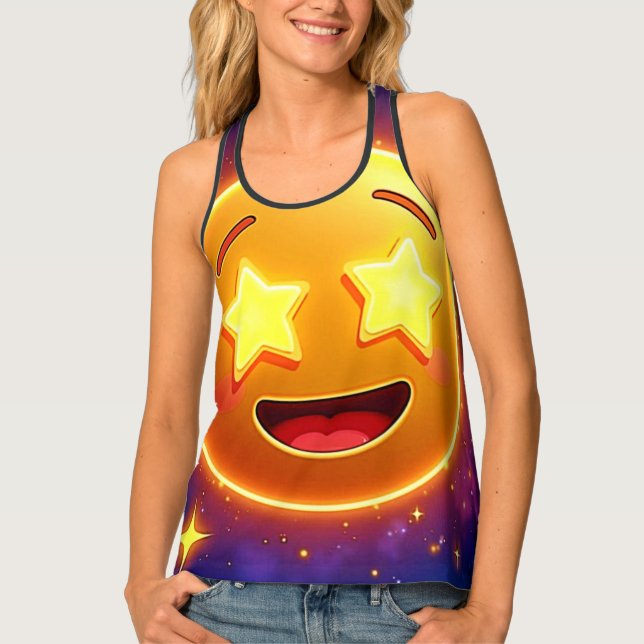 Starry-Eyed Emoji Joy Tank Top (Front)