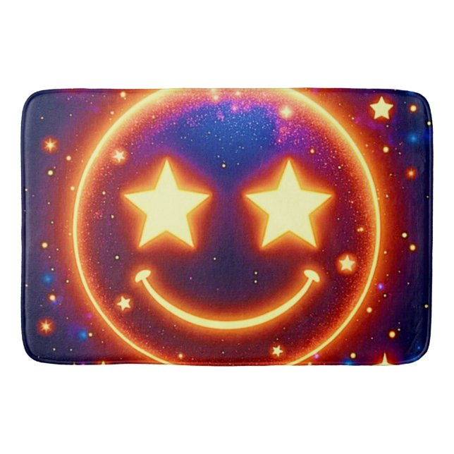 Starry-Eyed Glow Emoji Bath Mat (Front)