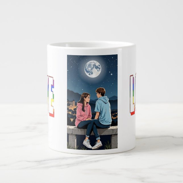 Starry-Eyed Romance Giant Coffee Mug (Front)