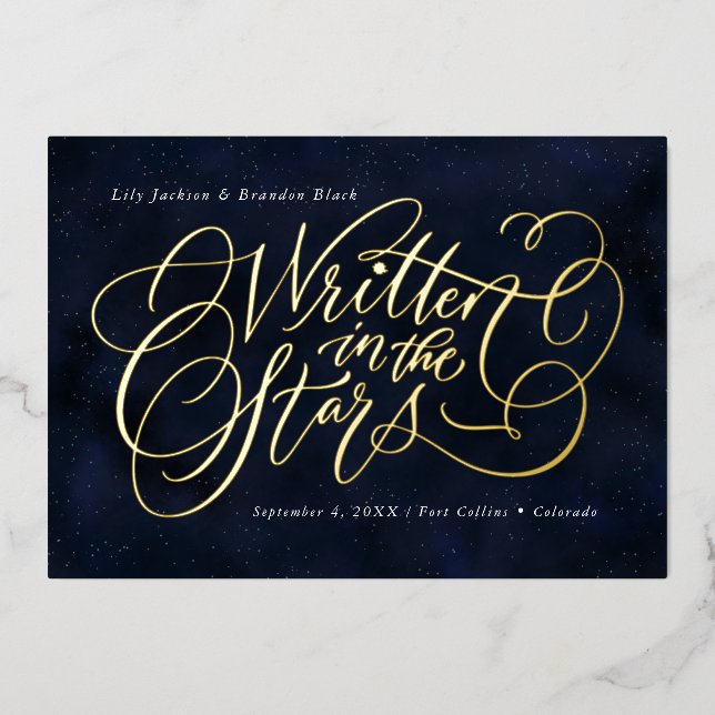 Starry-Eyed Save the Date Foil Invitation (Front)
