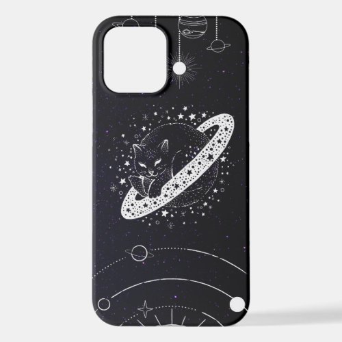 Starry Feline  iPhone Case with Black Planet and C