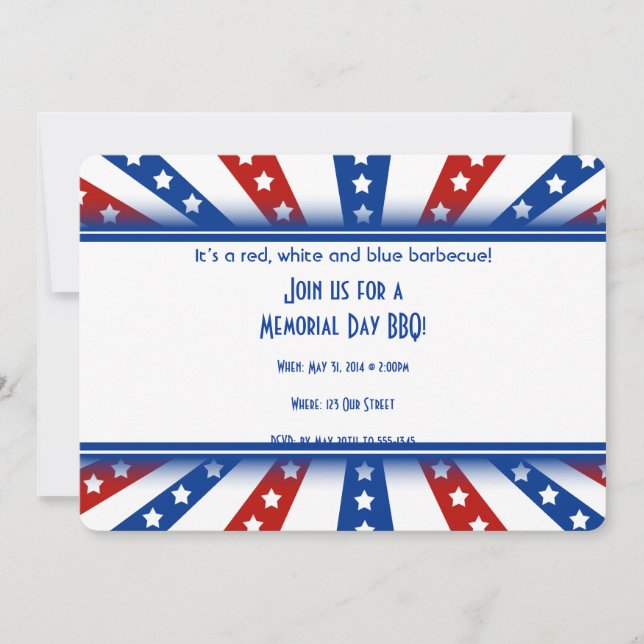 Starry Flag Burst Memorial Day Invitation (Front)