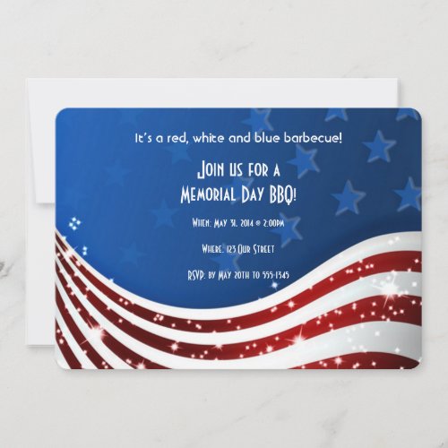 Starry Flag Memorial Day Invitation