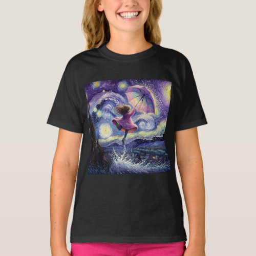  Starry Flight Dreamy Night Adventure girls T_Shirt