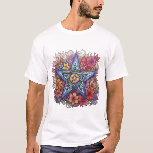 Starry Floral Radiance T-Shirt (Front)