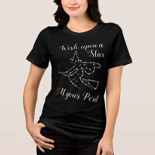 Starry Flying Witch | Elegant Halloween Tri-Blend Shirt (Front)