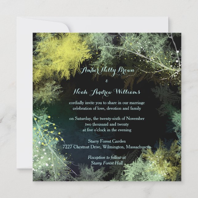 Starry Forest Magical Mysticism Wedding Invitation (Front)