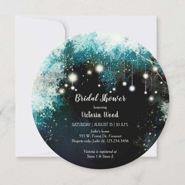 Starry Forest String Lights Bridal Shower Invitation (Front)