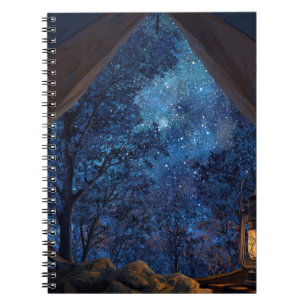 Starry Forest View From Tent Notebook