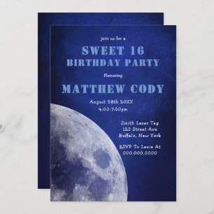 Starry Galaxy Moon Sweet 16 Birthday Party