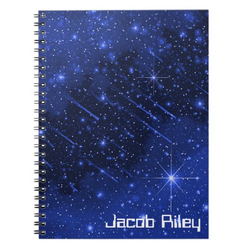 Starry Galaxy with Custom Name Notebook