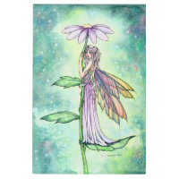 Starry Garden Flower Fairy Watercolor Artwork Metal Print