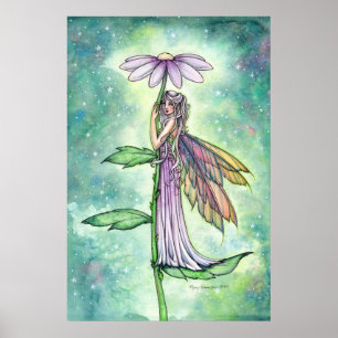 Starry Garden Spring Flower Fairy Watercolor Art Poster