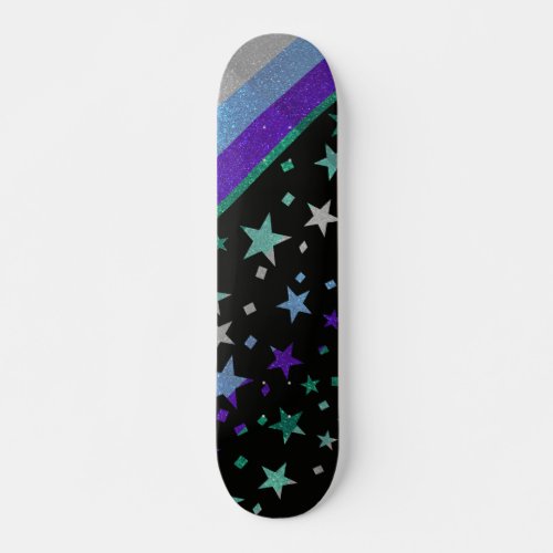 Starry Gay Men Pride Flag Sparkly Glitter Skateboard