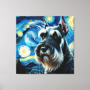 Starry Giant Schnauzer Dog Portrait - Pet Portrait Canvas Print
