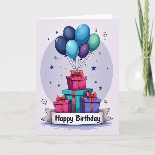 Starry Gift Birthday Card (Front)